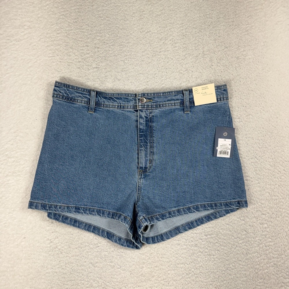 Universal Thread Women's Sailor Shorts Blue NWT Boxy 14 (W35) Comfort Stretch
